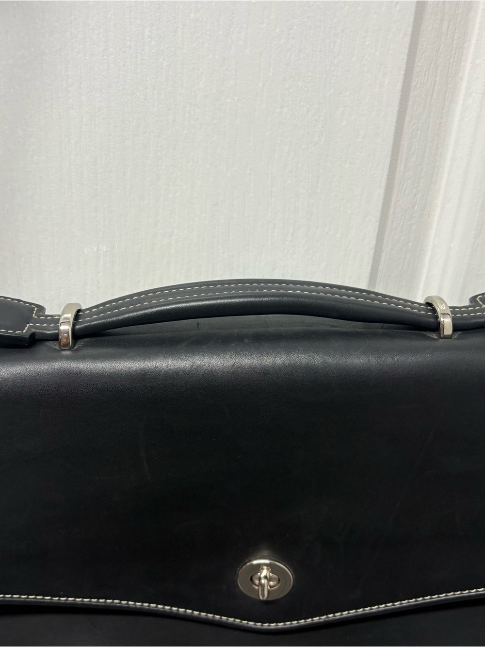 Vintage Black COACH #6457 Lexington Leather Turn Lock Briefcase Messenger Bag - Picture 11 of 16